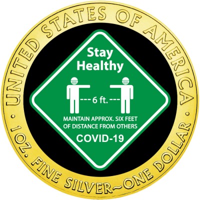 USA STAY HEALTHY COVID-19 series CORONAVIRUS American Silver Eagle 2020 Walking Liberty $1 Silver coin Gold plated 1 oz